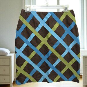 Color Block Knee Length Skirt with Lattice Detail Women Size 4 ABR New York